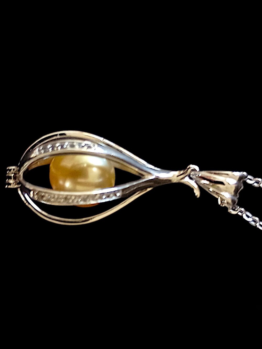 Sterling Silver South Sea Tahitian Pearl Pendant Golden Black Interchangeable - Picture 9 of 16